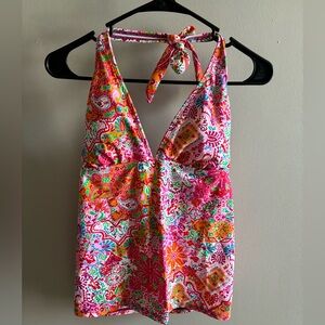 Chaps Women's Multi-Color Halterkini Tankini Top Swimwear